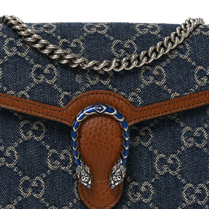 New Denim GG Monogram Dollar Calfskin Enamel Mini Dionysus Chain Wallet Blue Tea Cuir Epilog Electric Blue