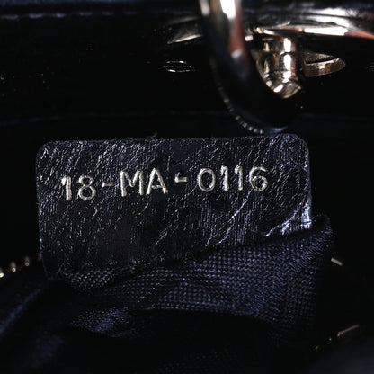 Metallic Crinkled Lambskin Cannage Mini Lady Dior Blue