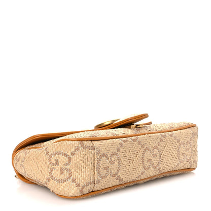 Raffia GG Monogram Matelasse Small GG Marmont Shoulder Bag Natural Beige Off White Sun Oil