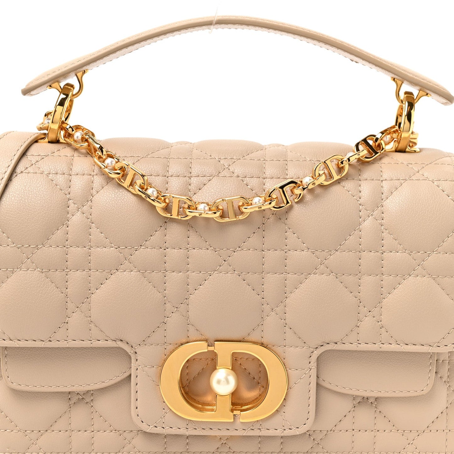 Lambskin Cannage Small Jolie Top Handle Bag Powder Beige Latte