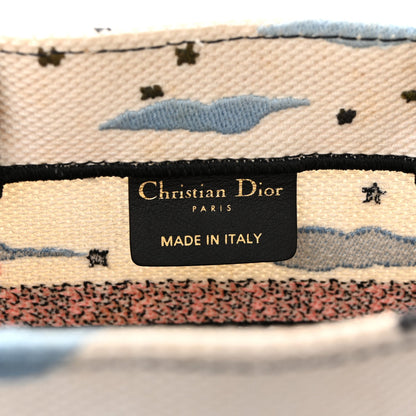 Canvas Embroidered Ciel De Reve Small Book Tote Latte Multicolor