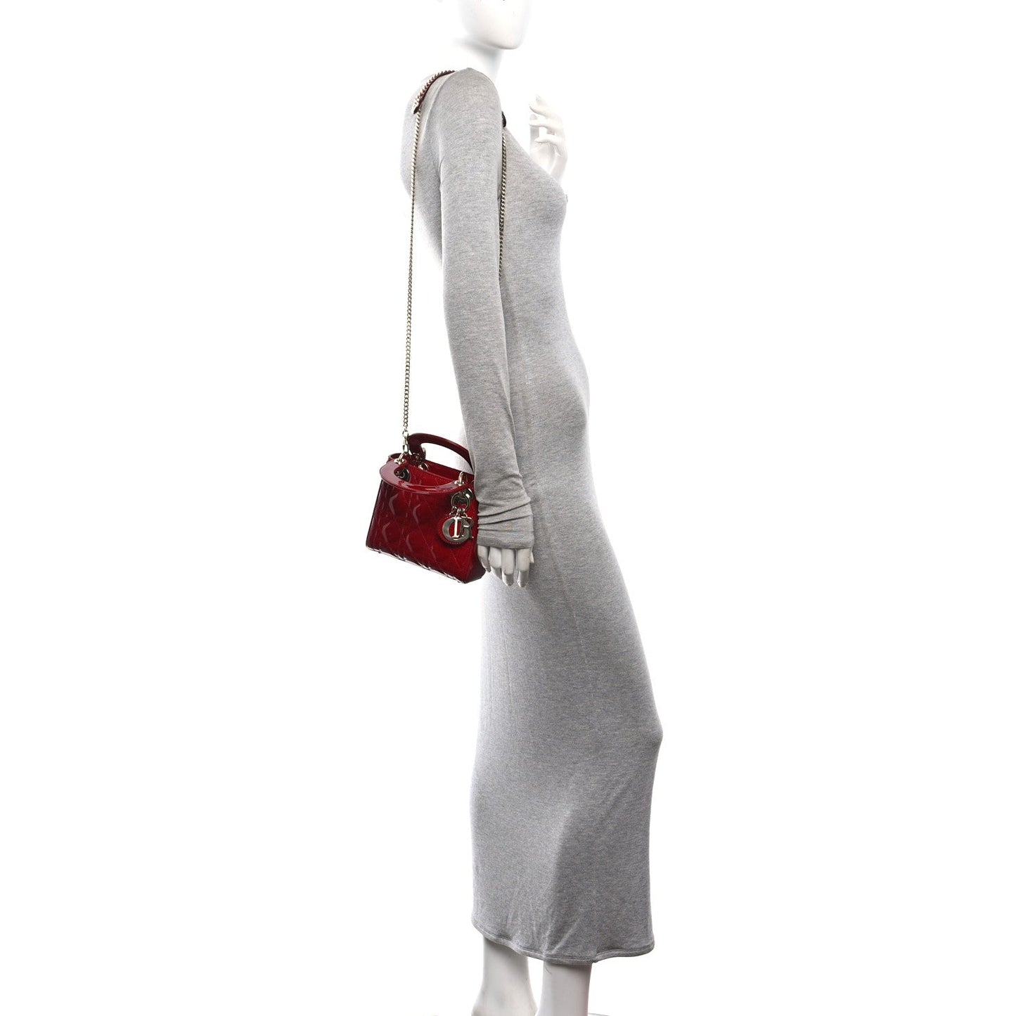 Patent Cannage Mini Lady Dior Red