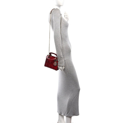Patent Cannage Mini Lady Dior Red