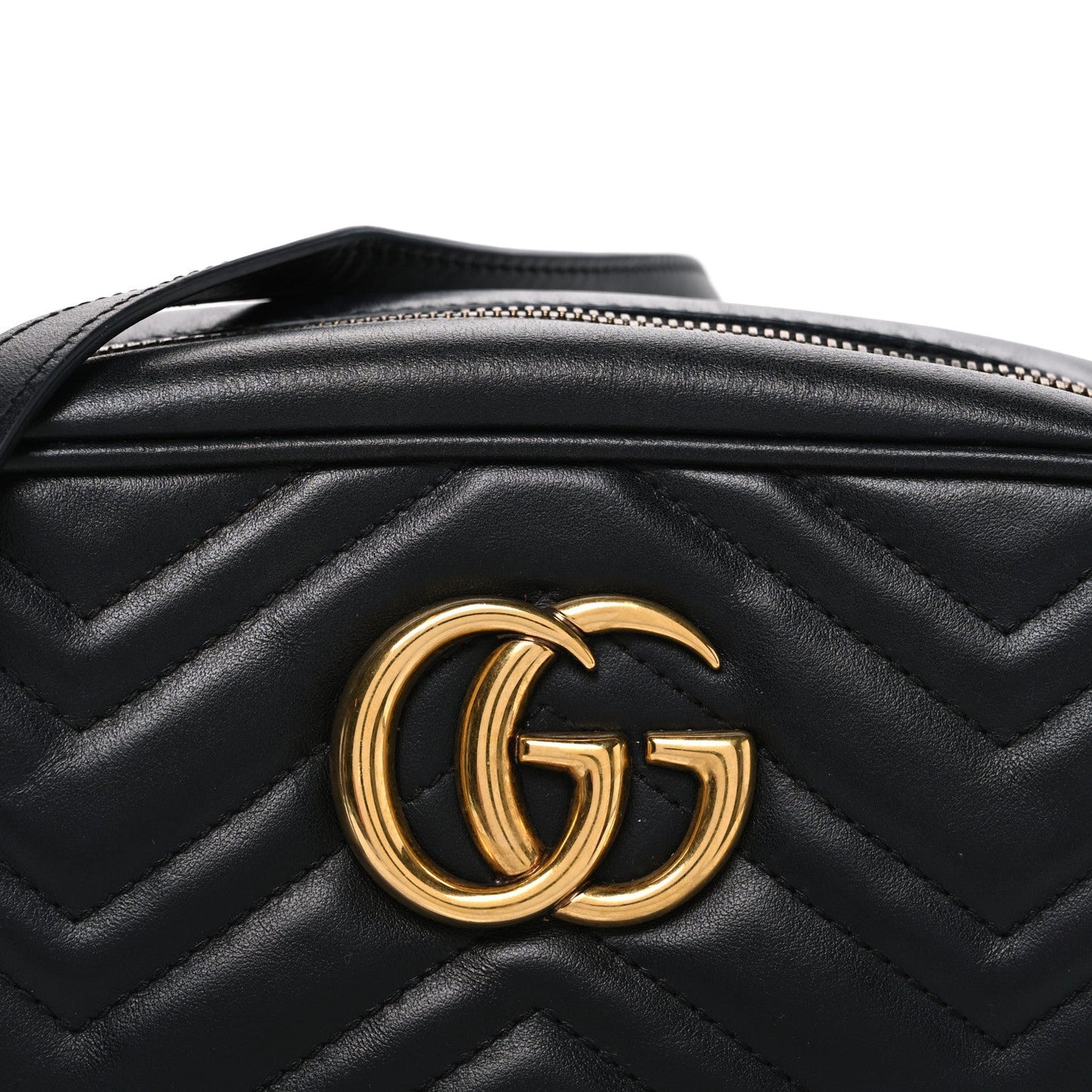 Calfskin Matelasse Small GG Marmont Chain Shoulder Bag Black