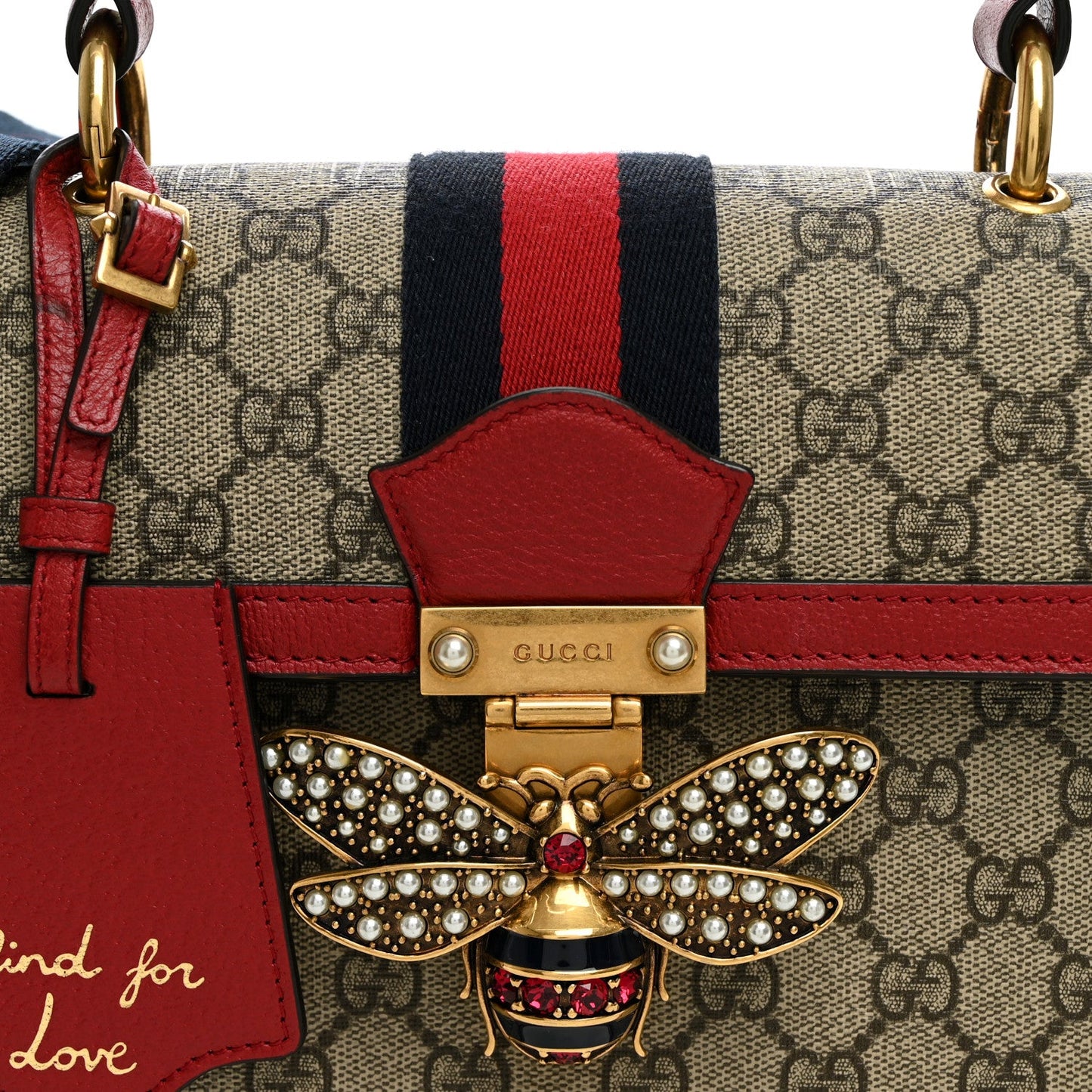 GG Supreme Monogram Small Queen Margaret Top Handle Bag Red