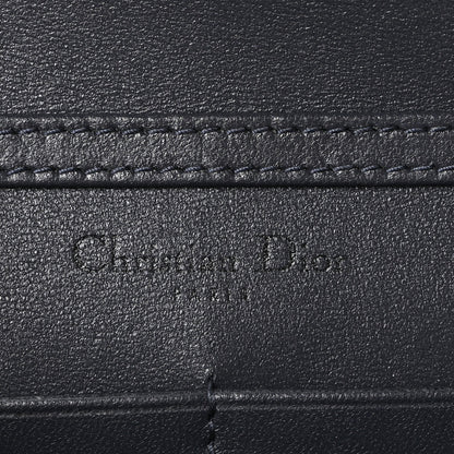 Metallic Patent Micro-Cannage Diorama Wallet on Chain Pouch Onyx Black