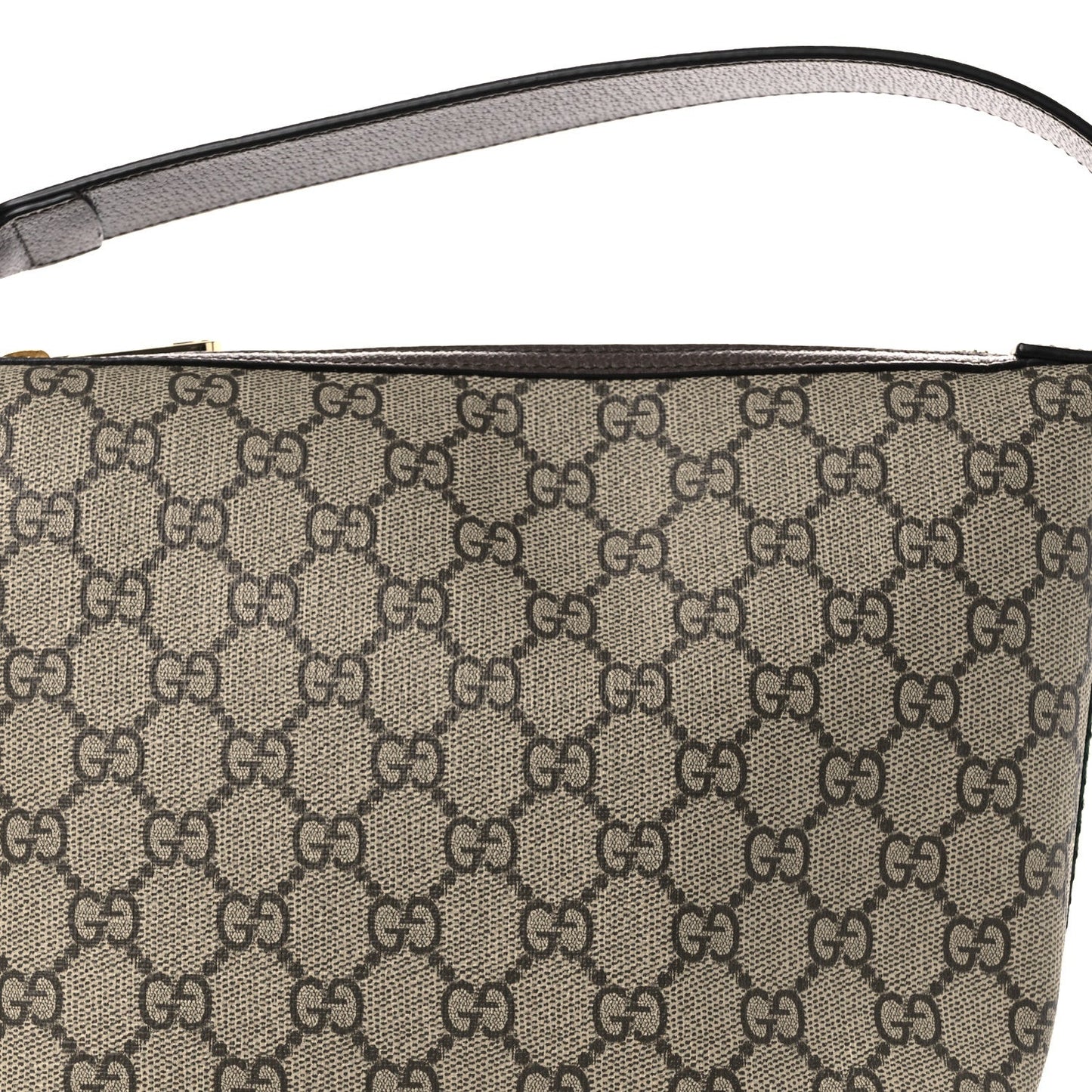 GG Supreme Monogram Textured Calfskin Web Super Mini Ophidia Shoulder Bag Beige Ebony New Acero