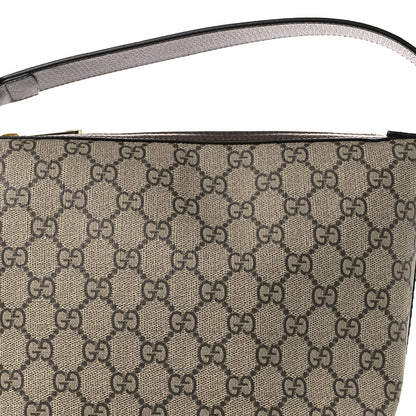 GG Supreme Monogram Textured Calfskin Web Super Mini Ophidia Shoulder Bag Beige Ebony New Acero