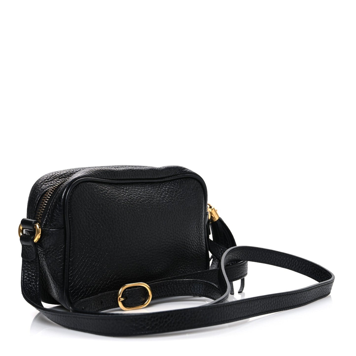 Pebbled Calfskin Small Soho Disco Bag Black