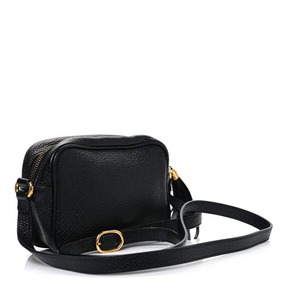 Pebbled Calfskin Small Soho Disco Bag Black