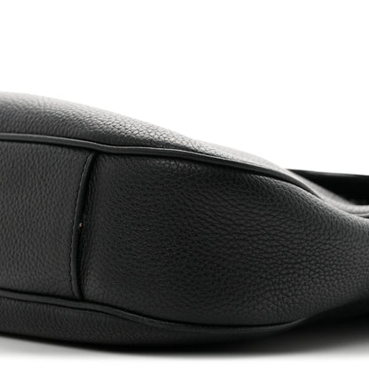 Grained Calfskin Saddle Messenger Bag Black