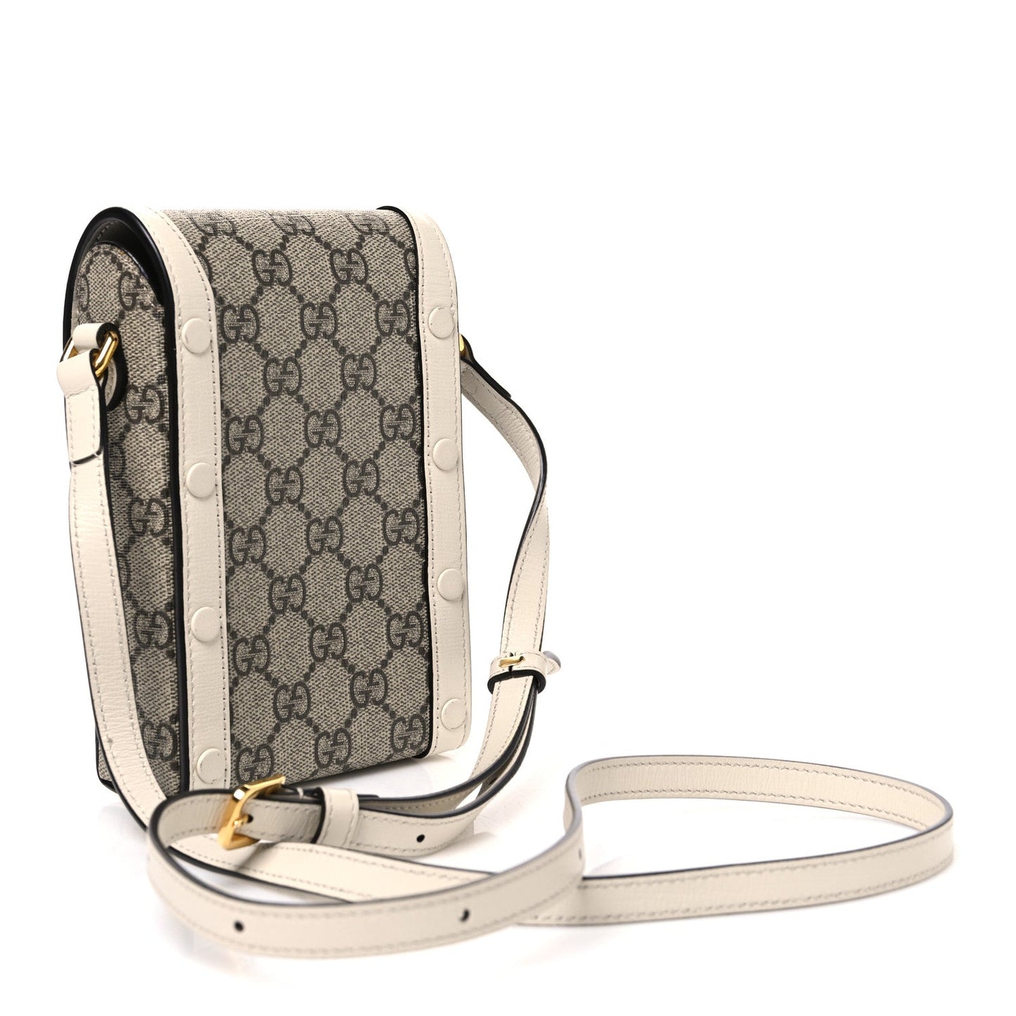 GG Supreme Monogram Azalea Calfskin Mini Horsebit 1955 Crossbody Bag Beige Ebony Mystic White
