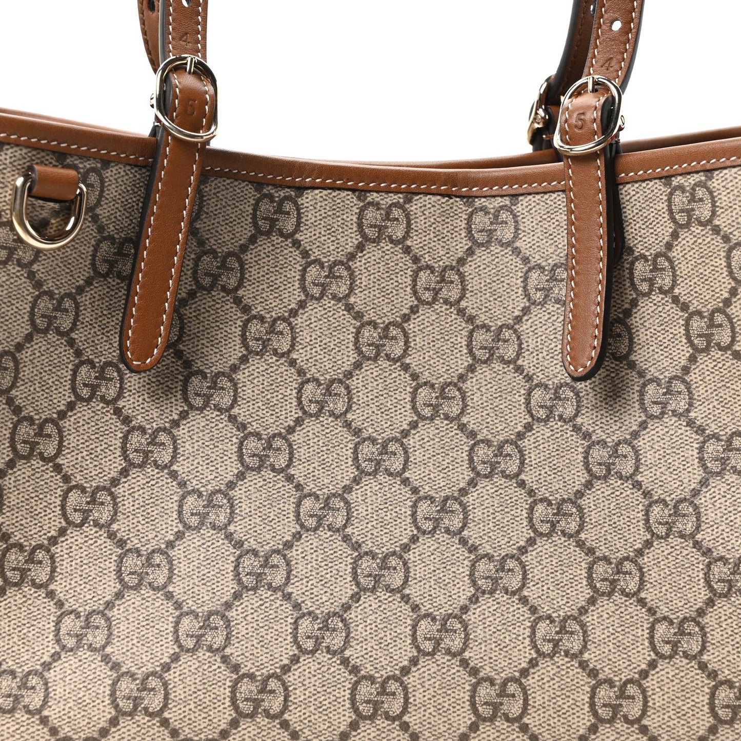 GG Supreme Monogram Emblem Medium Tote Bag Beige Dark Brown