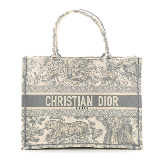 Canvas Embroidered Medium Dioriviera Toile De Jouy Book Tote Gray