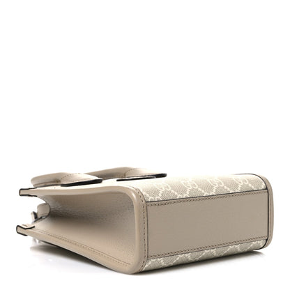 GG Supreme Monogram Textured Dollar Calfskin Mini Retro Interlocking G Tote Bag Beige Mystic White Oatmeal