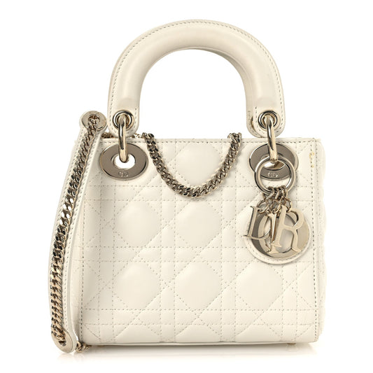 Lambskin Cannage Mini Lady Dior White