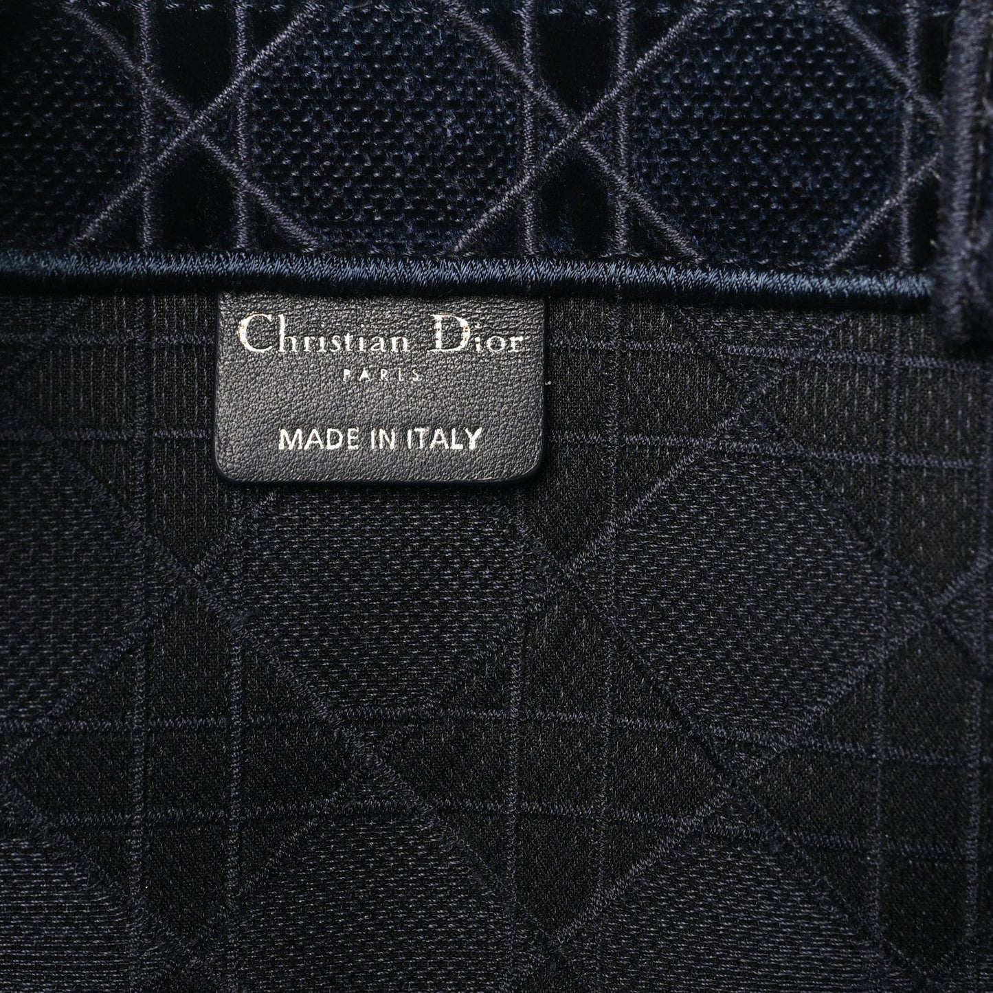 Velvet Cannage Large Book Tote Navy Blue
