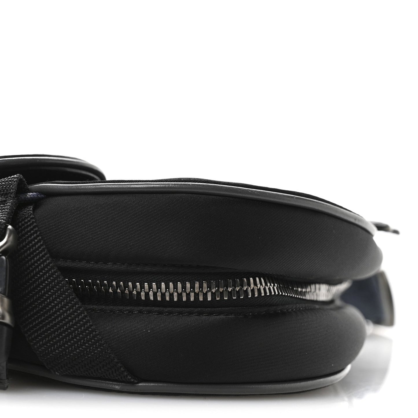 X Sacai Grained Calfskin Technical Fabric Mens Saddle Bag Black