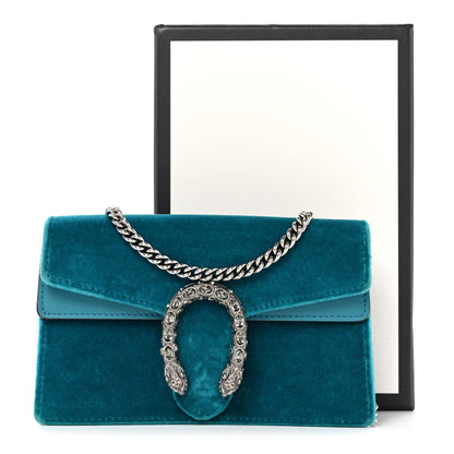 Velvet Super Mini Dionysus Shoulder Bag Pavone Cyan