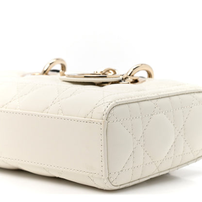 Lambskin Cannage Small Lady D-Joy Latte Black
