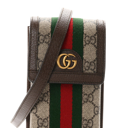 GG Supreme Monogram Web Ophidia Phone Crossbody Bag Beige New Acero