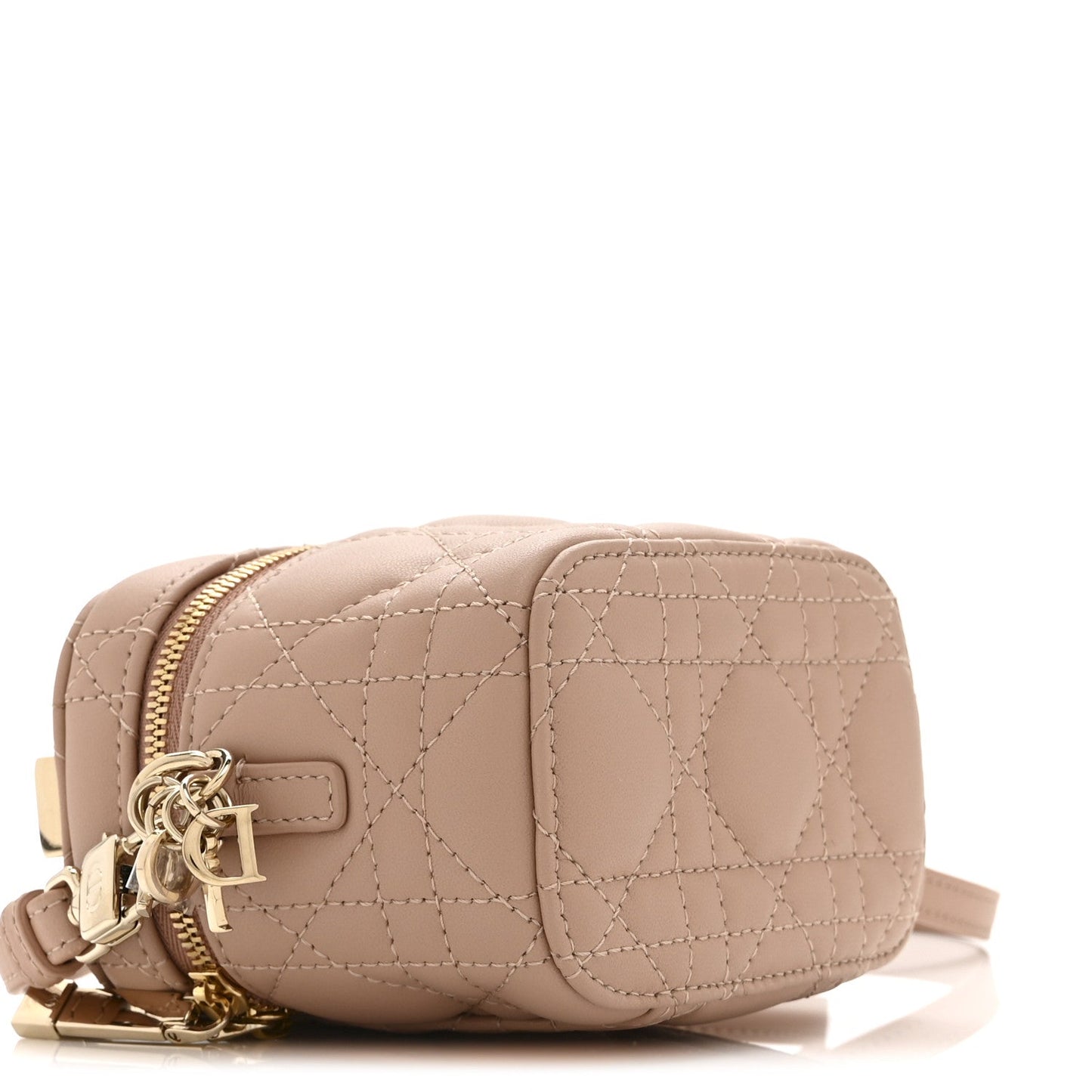 Lambskin Cannage Micro Lady Dior Vanity Case Rose Des Vents