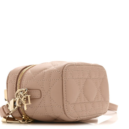 Lambskin Cannage Micro Lady Dior Vanity Case Rose Des Vents