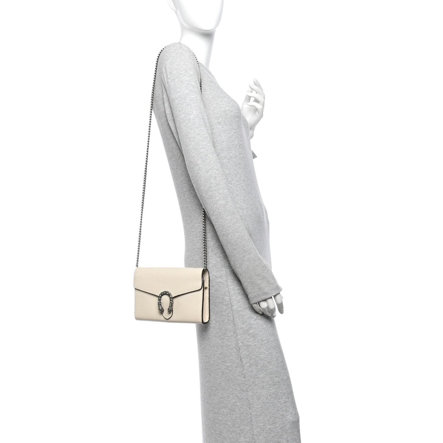 Dollar Calfskin Mini Dionysus Chain Wallet Mystic White