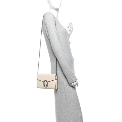 Dollar Calfskin Mini Dionysus Chain Wallet Mystic White