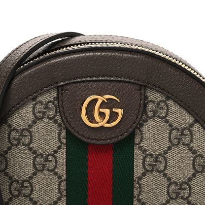 GG Supreme Monogram Web Mini Ophidia Round Shoulder Bag Brown