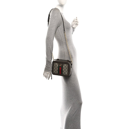 GG Supreme Monogram Mini Ophidia Top Handle Shoulder Bag Brown