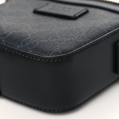 GG Supreme Monogram Appia Calfskin Web Small Camera Messenger Bag Black Grey