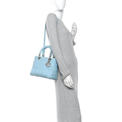 Lambskin Cannage Medium Lady Dior Light Blue
