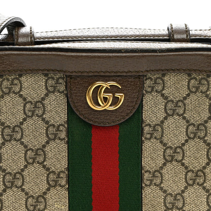 GG Supreme Monogram Mini Ophidia Top Handle Shoulder Bag Brown