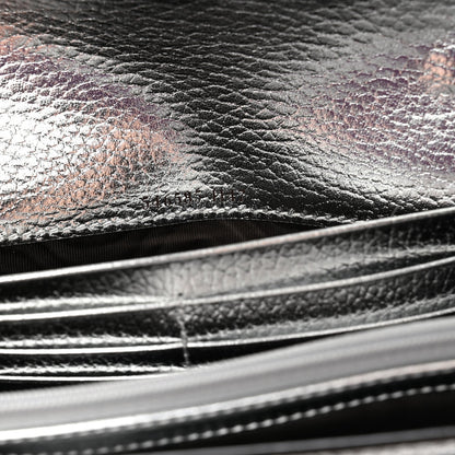 Metallic Calfskin GG Supreme Monogram Petite GG Marmont Wallet Chain Bag Silver Beige Ebony