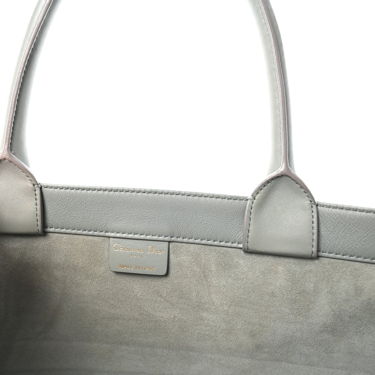 Calfskin Embossed Medium Book Tote Grey Stone