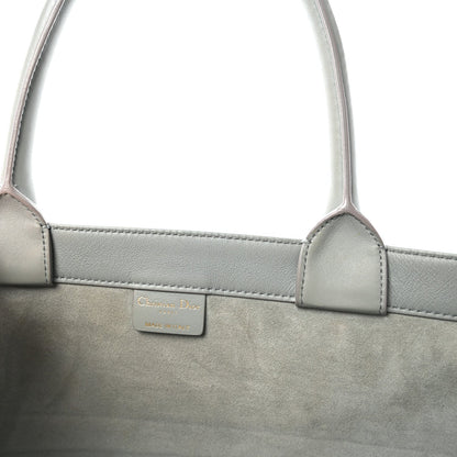 Calfskin Embossed Medium Book Tote Grey Stone