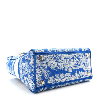 Canvas Toile De Jouy Reverse Embroidered Medium Lady D-Lite Fluorescent Blue
