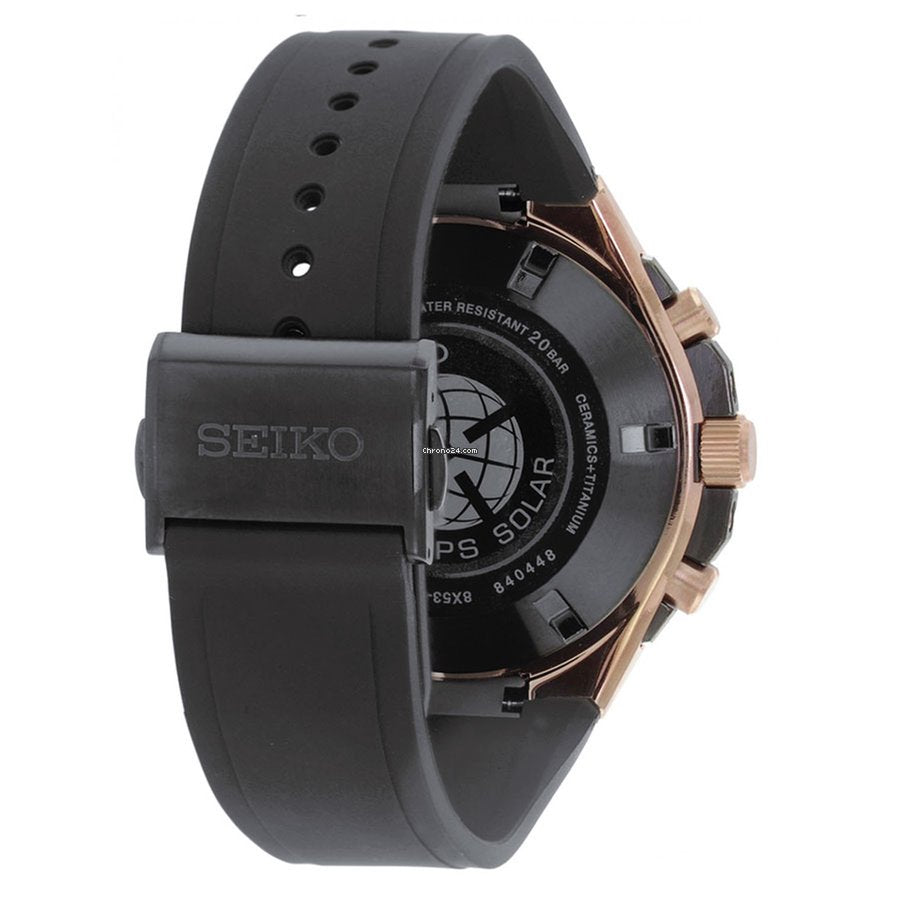 Seiko Men's SSE170J1 Astron GPS Solar  Black Dial Watch