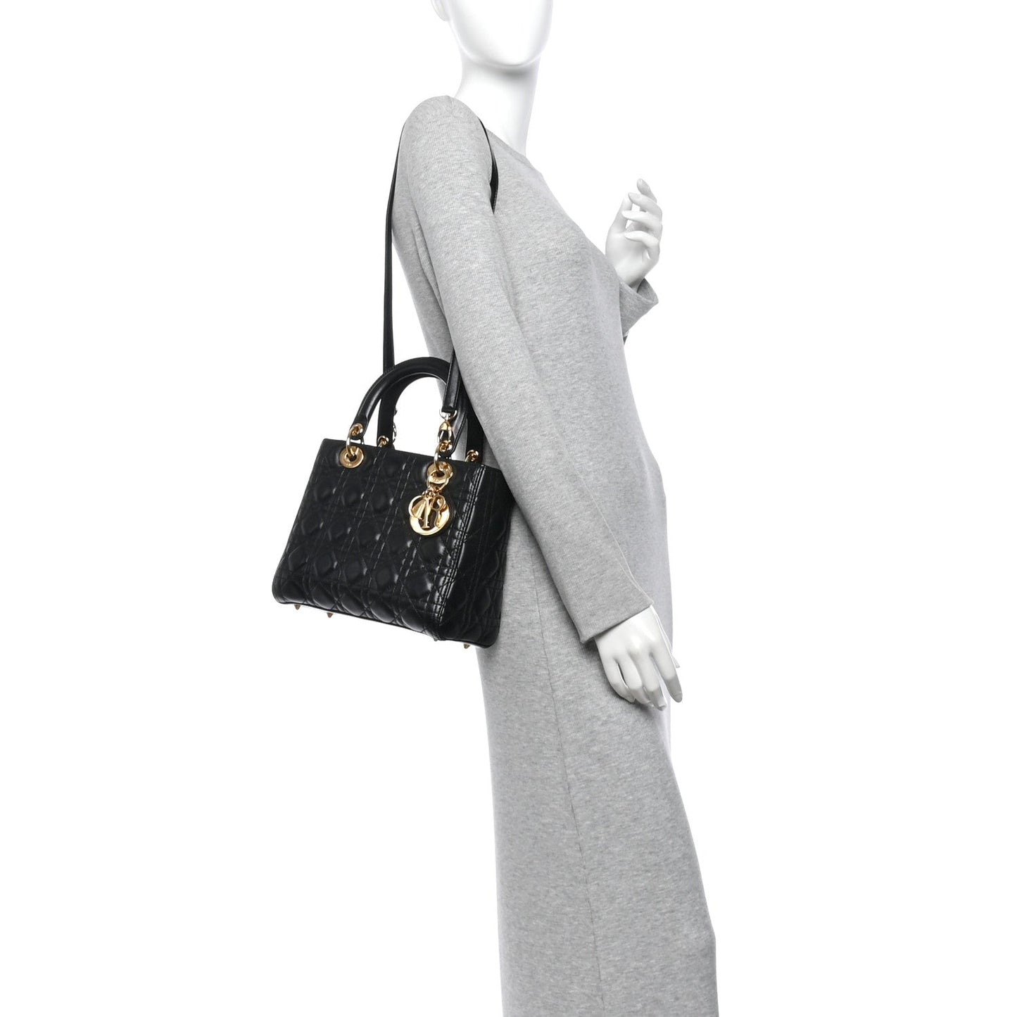 Lambskin Cannage Medium Lady Dior Black