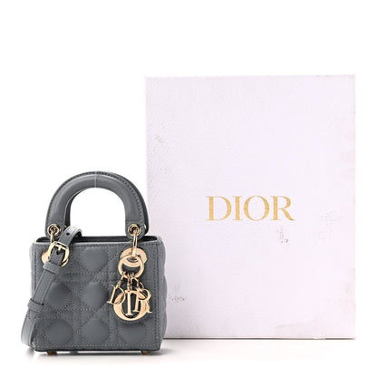 Lambskin Cannage Micro Lady Dior Cloud Blue
