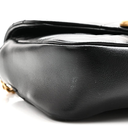 Calfskin Matelasse Super Mini GG Marmont Shoulder Bag Black