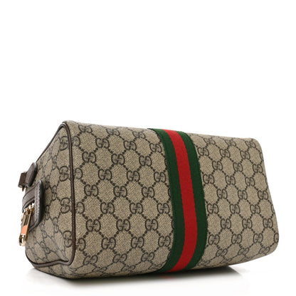 GG Supreme Monogram Web Medium Ophidia Top Handle Bag Beige Dark Brown