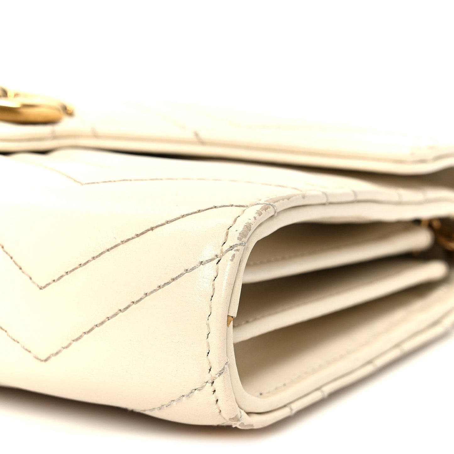 Calfskin Matelasse GG Marmont Chain Wallet Mystic White