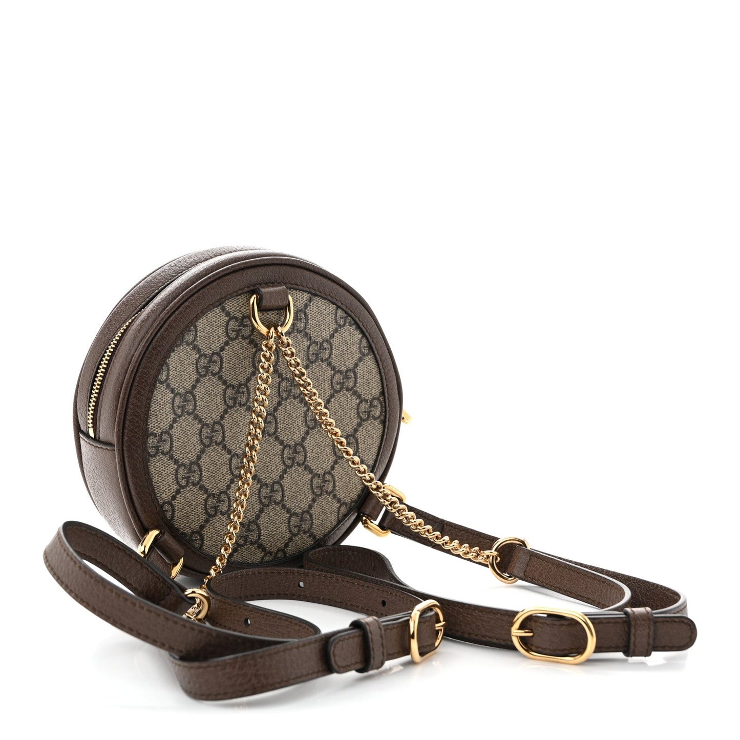 GG Supreme Monogram Web Mini Ophidia Round Backpack Brown