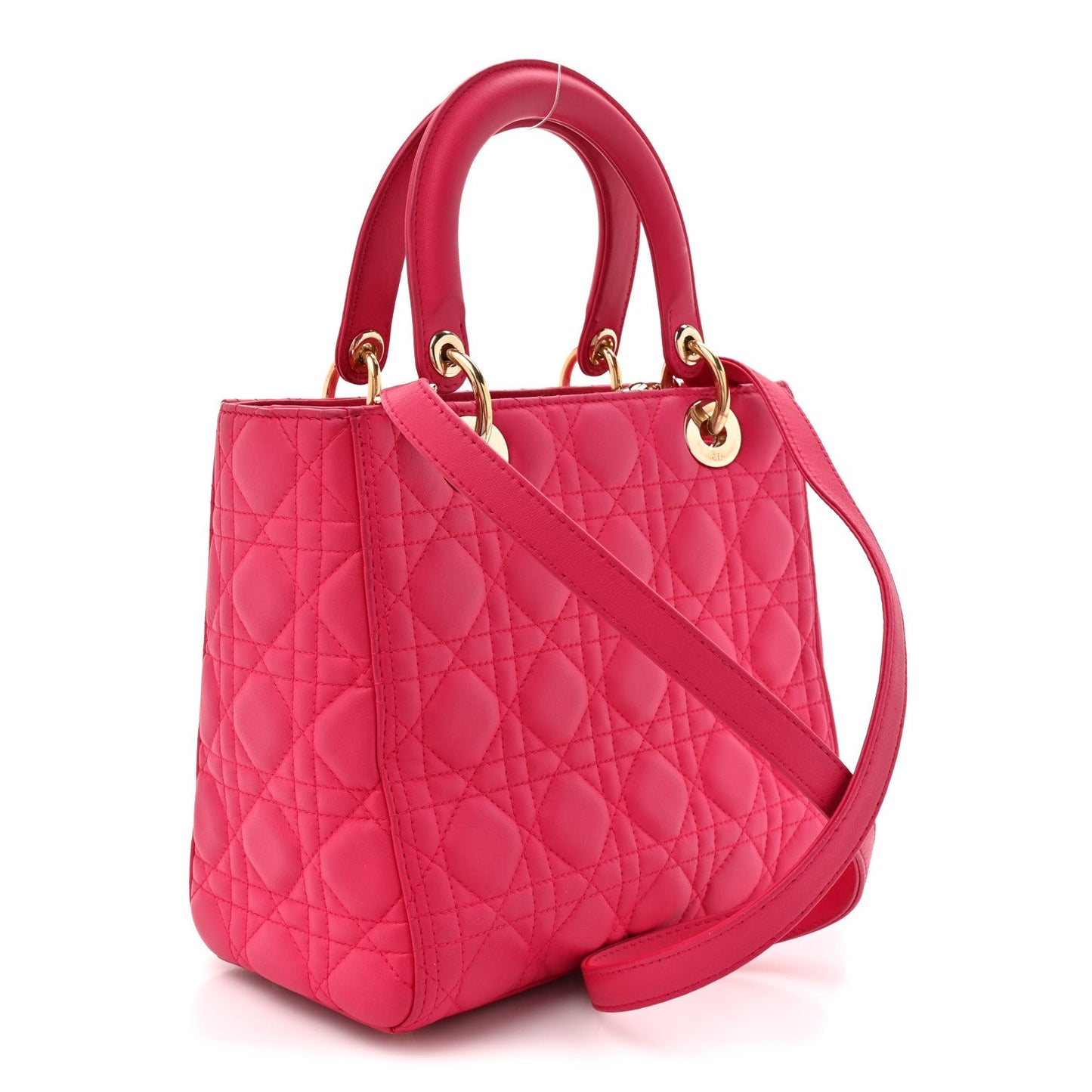 Lambskin Cannage Medium Lady Dior Fuchsia