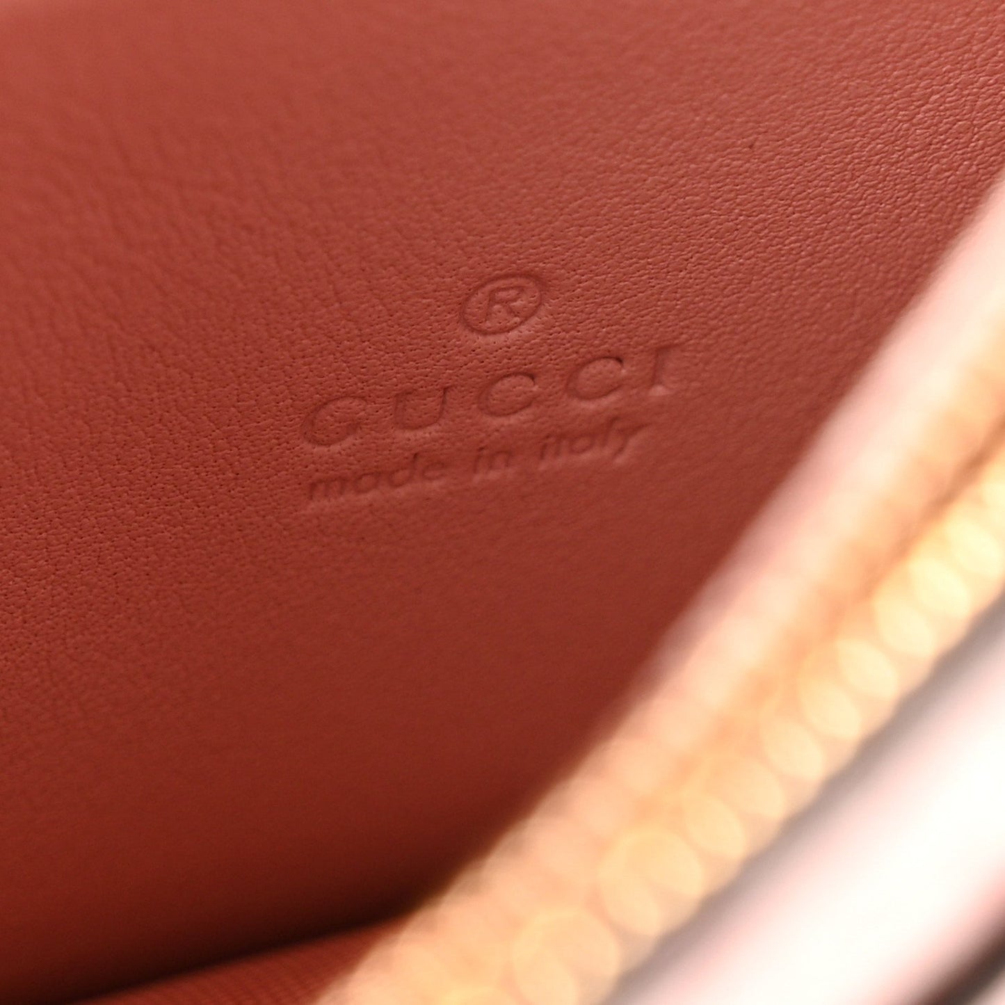 GG Supreme Monogram Textured Calfskin Emblem Wallet On Chain Pink