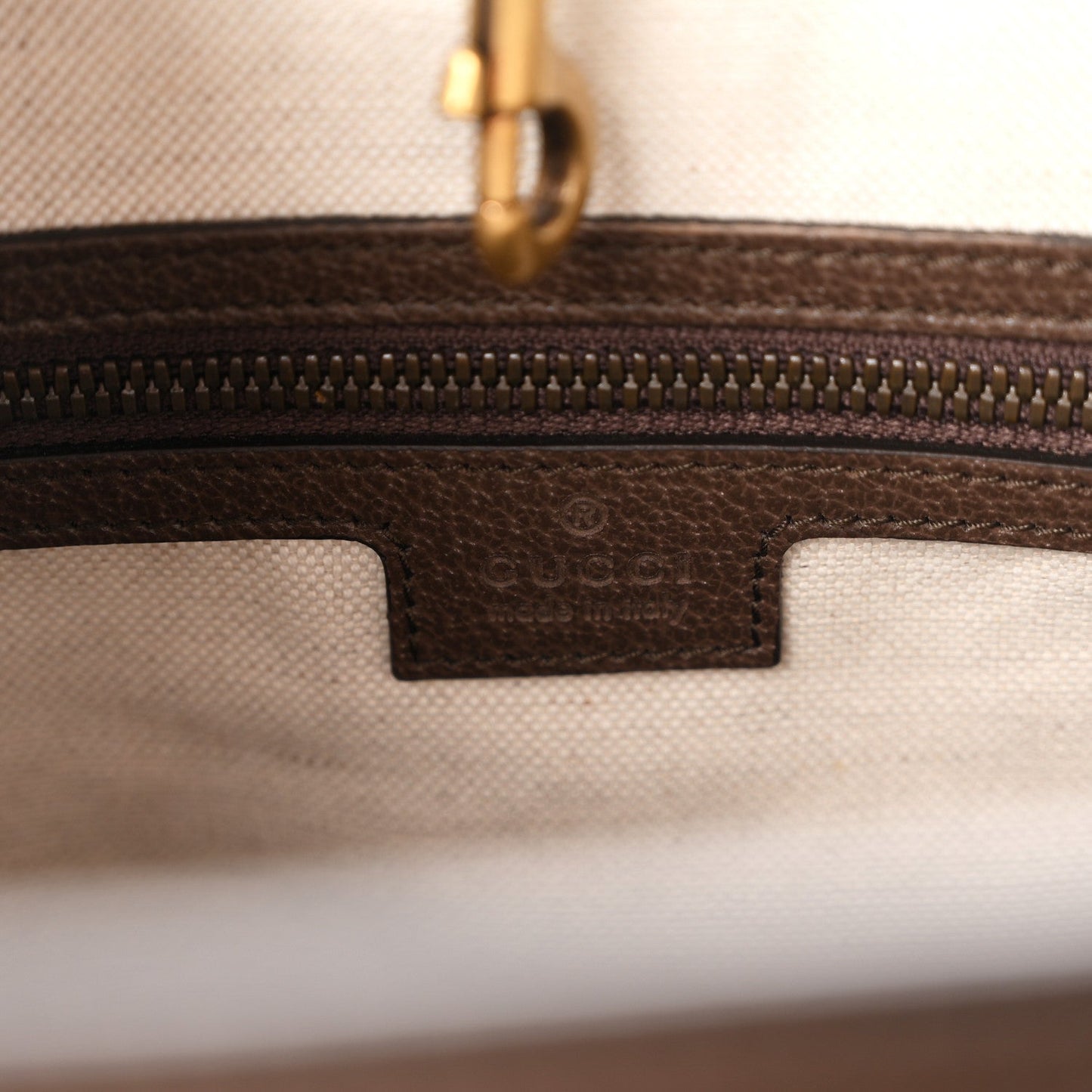 GG Supreme Monogram Web Textured Dollar Calfskin Medium Ophidia Tote Brown