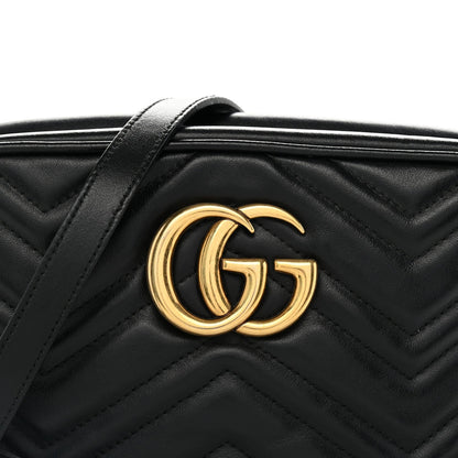 Calfskin Matelasse Small GG Marmont Chain Shoulder Bag Black