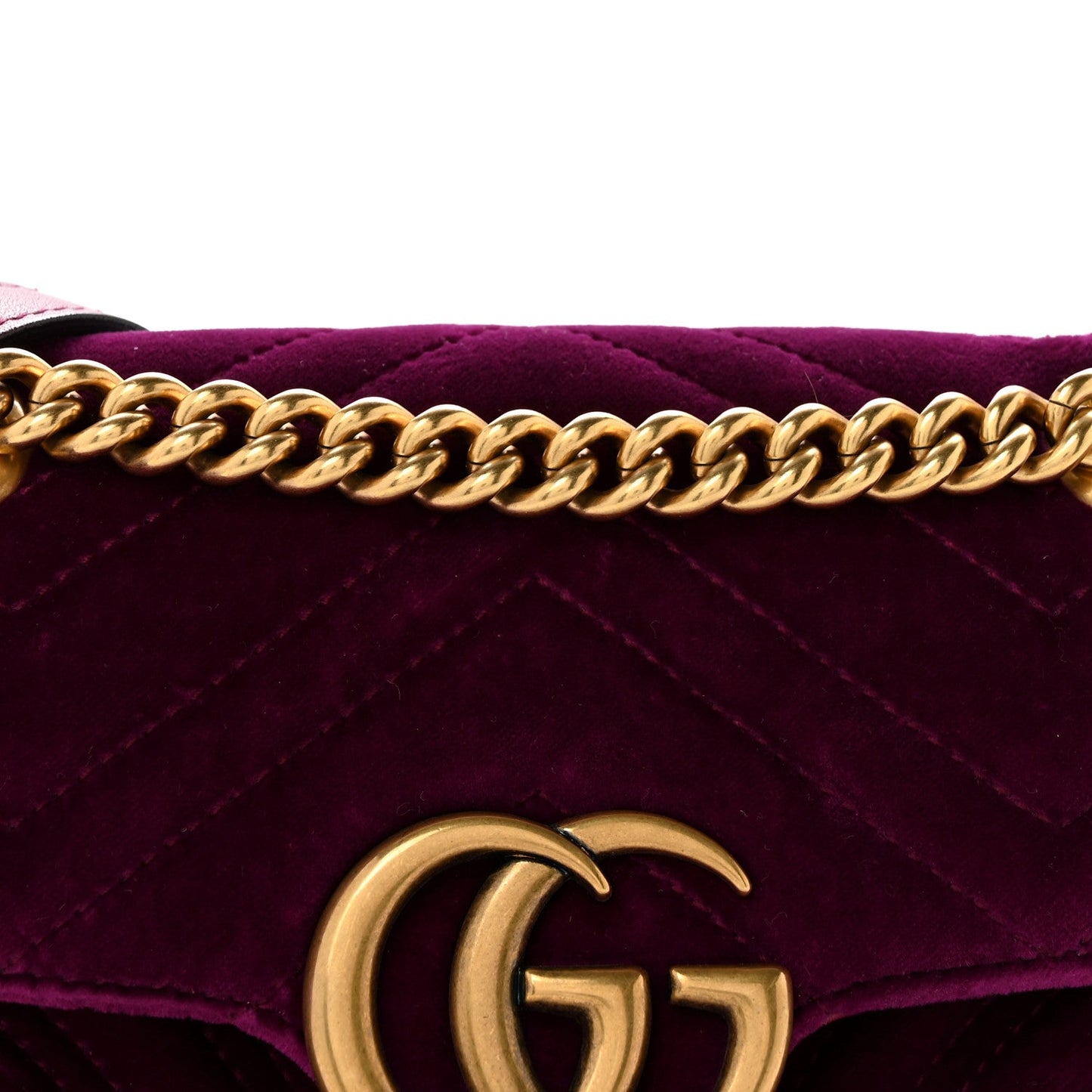 Velvet Matelasse Mini GG Marmont Shoulder Bag Fuchsia Violet Cyclamen